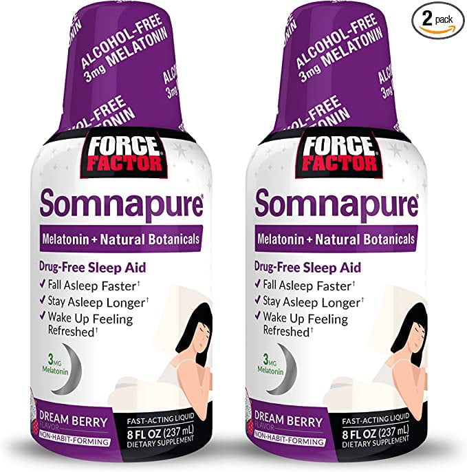 Force Factor Sleep Aid Somnapure with Melatonin and Natural Botanicals, Liquid  8Fl OZ Pack of Two *EN