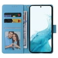 thumbnail image 3 of Premium Wallet Case for Samsung Galaxy S23 Plus, Marble Pattern PU Leather Soft Silicone Shockproof Wrist Strap Handbag Flip Cover with Magnetic Clasp Card Slots Holder Kickstand Case, Blue, 3 of 8