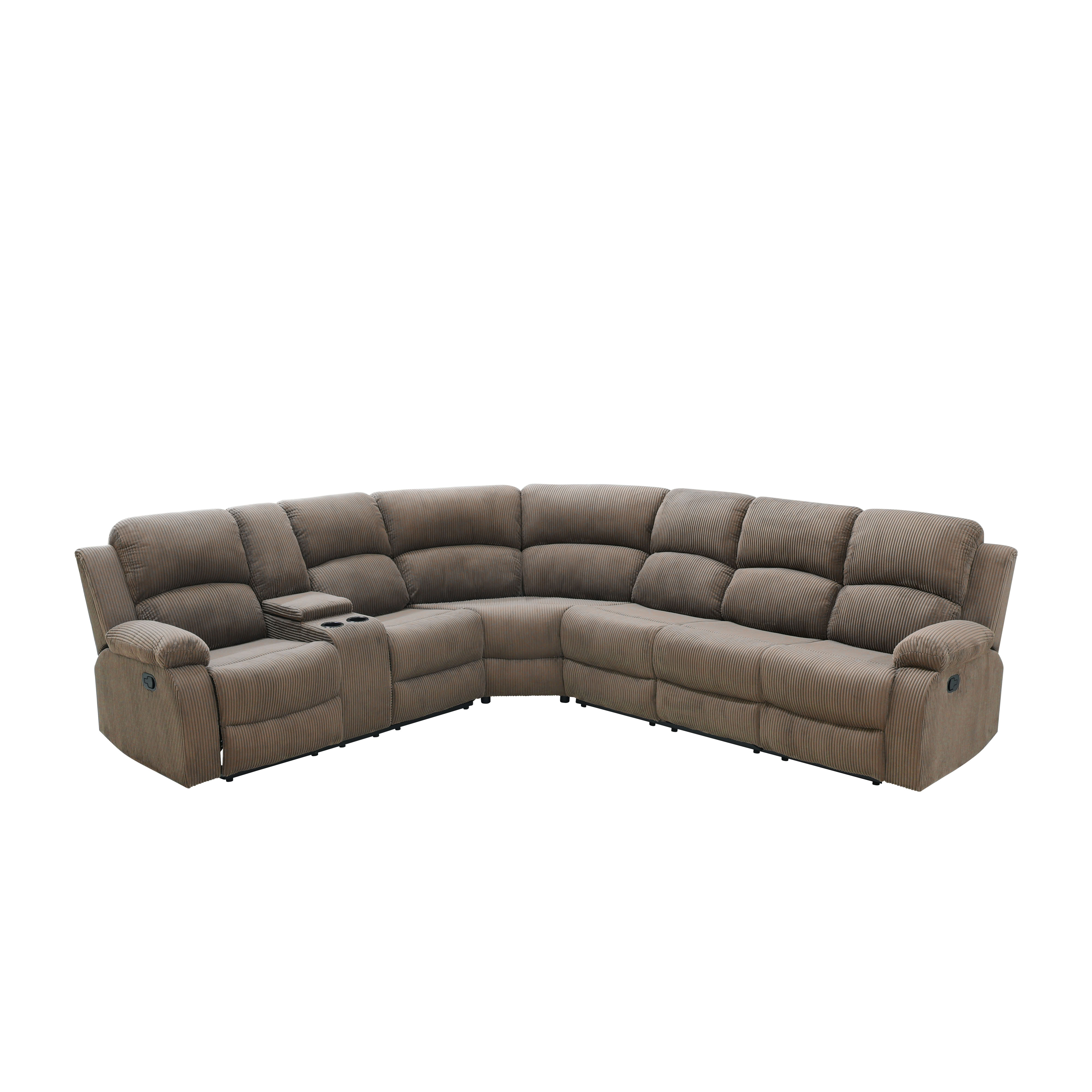 MAYEERTY 6-Seater Recliner Sofa Set, Thick Stuffed Fabric for Family Living Room