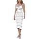 thumbnail image 1 of VESTIDO DE PUNTO HUECO SIN MANGAS ESCOTE EN V DE INSPIRE CHIC PARA MUJERES, VESTIDOS MIDI DE PLAYA S BLANCO, 1 of 6