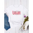 thumbnail image 3 of QAFOPEH Womens Valentine's Day T-Shirt Folk Art Love Graphic Print Short Sleeve Crewneck Pullover Top, 3 of 7