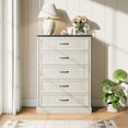 thumbnail image 2 of YouTrend 5 Drawer Dresser,Farmhouse Chest of Drawers for Bedroom with Metal Handles,Wood Drawer Organizer for Living Room,Hallway,White, 2 of 7