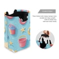 thumbnail image 3 of Yayeee Freestanding Laundry Hamper with Handle Collapsible Large Storage Basket for Clothes, Pink Beach Toys Pattern, 3 of 7