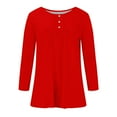 thumbnail image 4 of FAIWAD Womens Long Sleeve Tunic Tops Slim Round Neck Buttons Basic Pleated Patchwork Pullover Top, 4 of 4