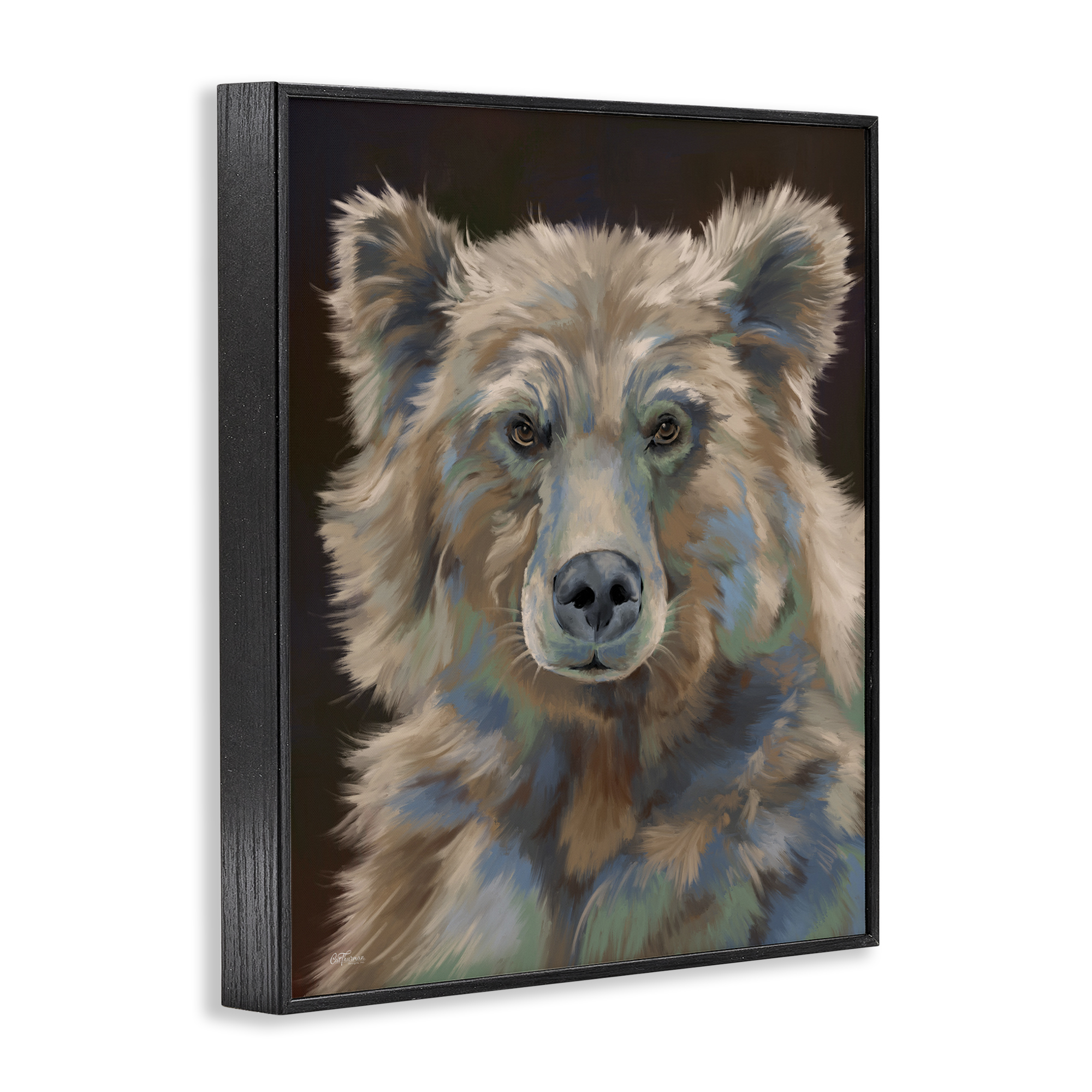 Stupell Industries Fluffy Bear Portrait Animals & Insects Painting Black Framed Art Print Wall Art, 11 x 14