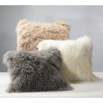 thumbnail image 3 of Luxe Mongolian Lamb Fur Pillow Cover 20"x20" - 100%Natural Wool, Plush, Organic, High-End Design, Available in3 Colors - Light Grey, 3 of 4
