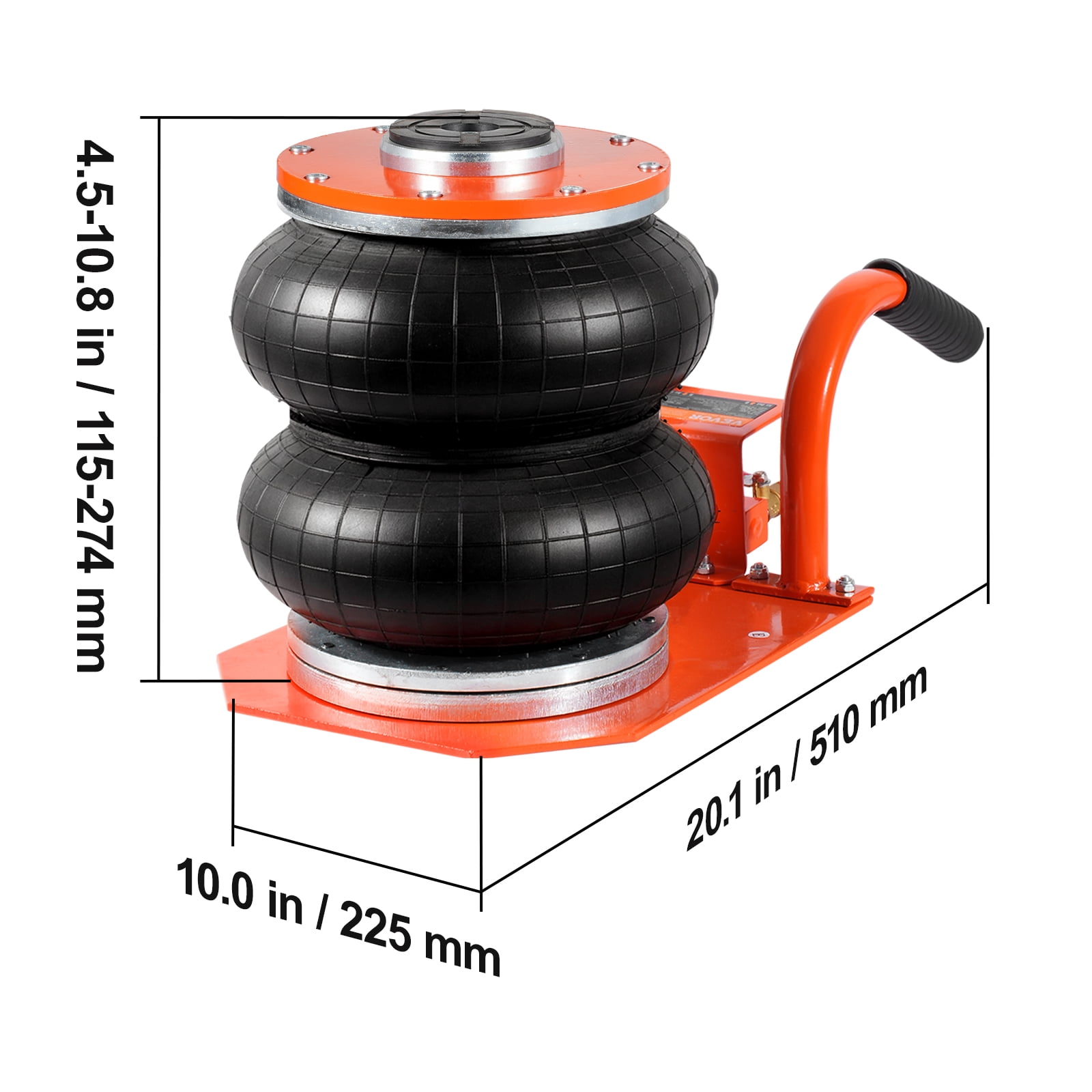 VEVOR Air Jack, 3 Ton/6600 lbs, 3-8S Pneumatic Lifting Jack with Heightened Column & 6 Steel Tubes, Compact, Easy-to-Lift & Space-Saving Jack with Thick Rubber Pad, Fits for Sedan, SUV, Pickup Truck