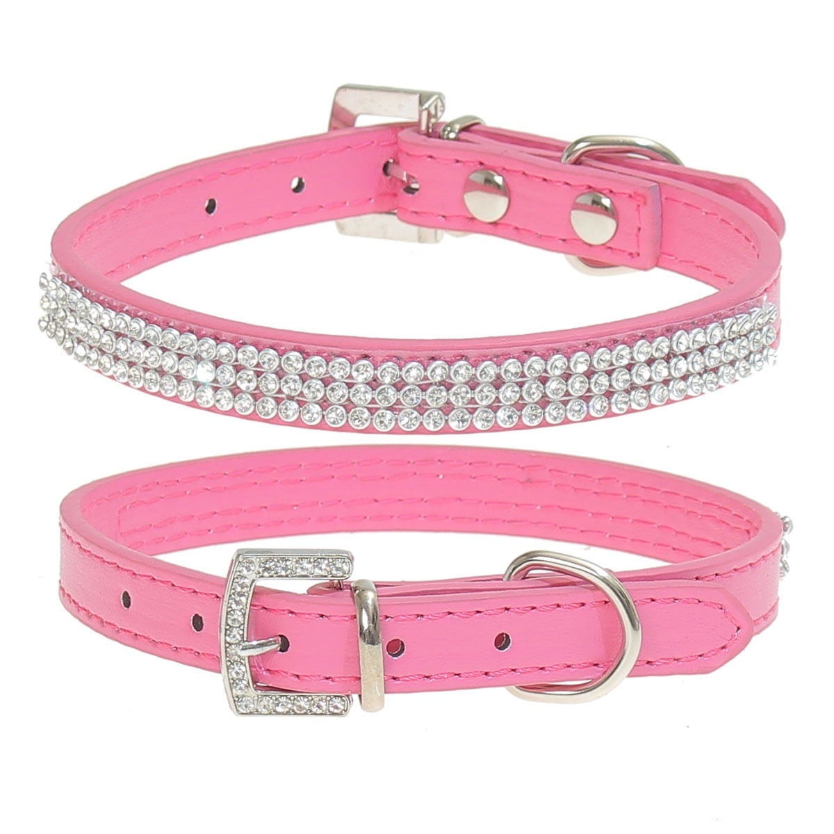 Bling Rhinestone Leather Crystal Diamond Puppy Collar Pet Dog Collars US STOCK