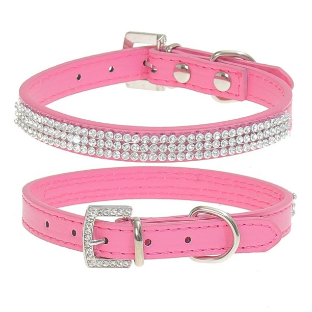 Bling Rhinestone Leather Crystal Diamond Puppy Collar Pet Dog Collars