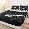 thumbnail image 3 of Manfei Musical Piano Twin Sheet Sets,Music Theme Twin Fitted Sheet,Black Splash Ink Flat Sheet For Kids,Ultra Soft Home Decor,3-Piece, 3 of 7