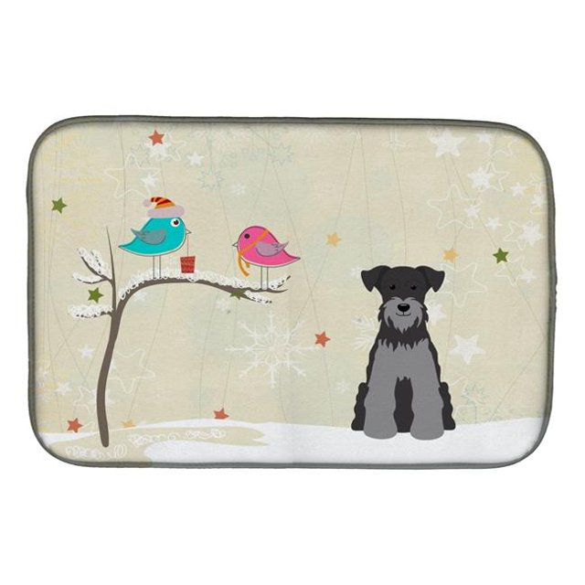 Carolines Treasures BB2524DDM Christmas Presents Between Friends Miniature Schanuzer Black Silver Dish Drying Mat