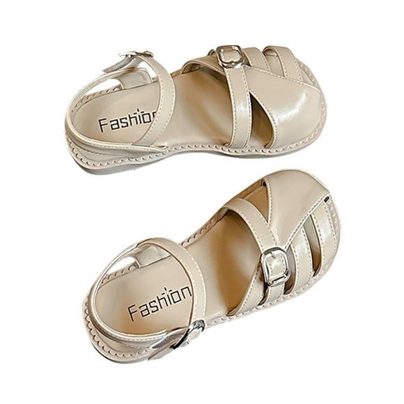 Summer Clothes, HVOBTTY Girl's Summer Sandals, Summer Girls' with Soft Sole and Soft 's Toe with Hollow and White Roman Shoes Casual Shoes White, 35