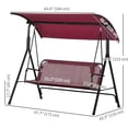 thumbnail image 3 of Outsunny 3-Seat Patio Swing Chair with Adjustable Canopy Wine Red, 3 of 10