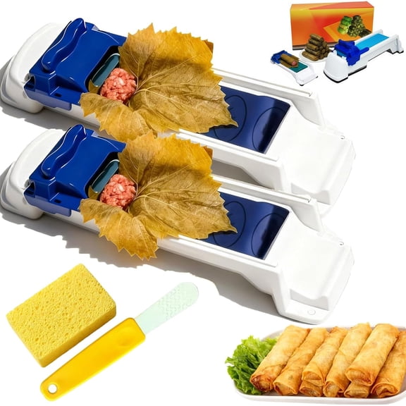 Lumpia Roller Machine, 2026 New Lumpia Maker with Spoon, Multi-Functional DIY Magic Grape Leaves Rolling Machine for Sushi Roll Maker & Vegetable Meat Roller Rolling Tool (2PC)