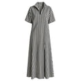 thumbnail image 4 of Women's Maxi Dress, Casual V-Neck Short Sleeve Striped Print with Side Split, Lightweight Flowy Dress for Summer Beach or Resort Wear, 2026 New Limited-time Offer, 4 of 6