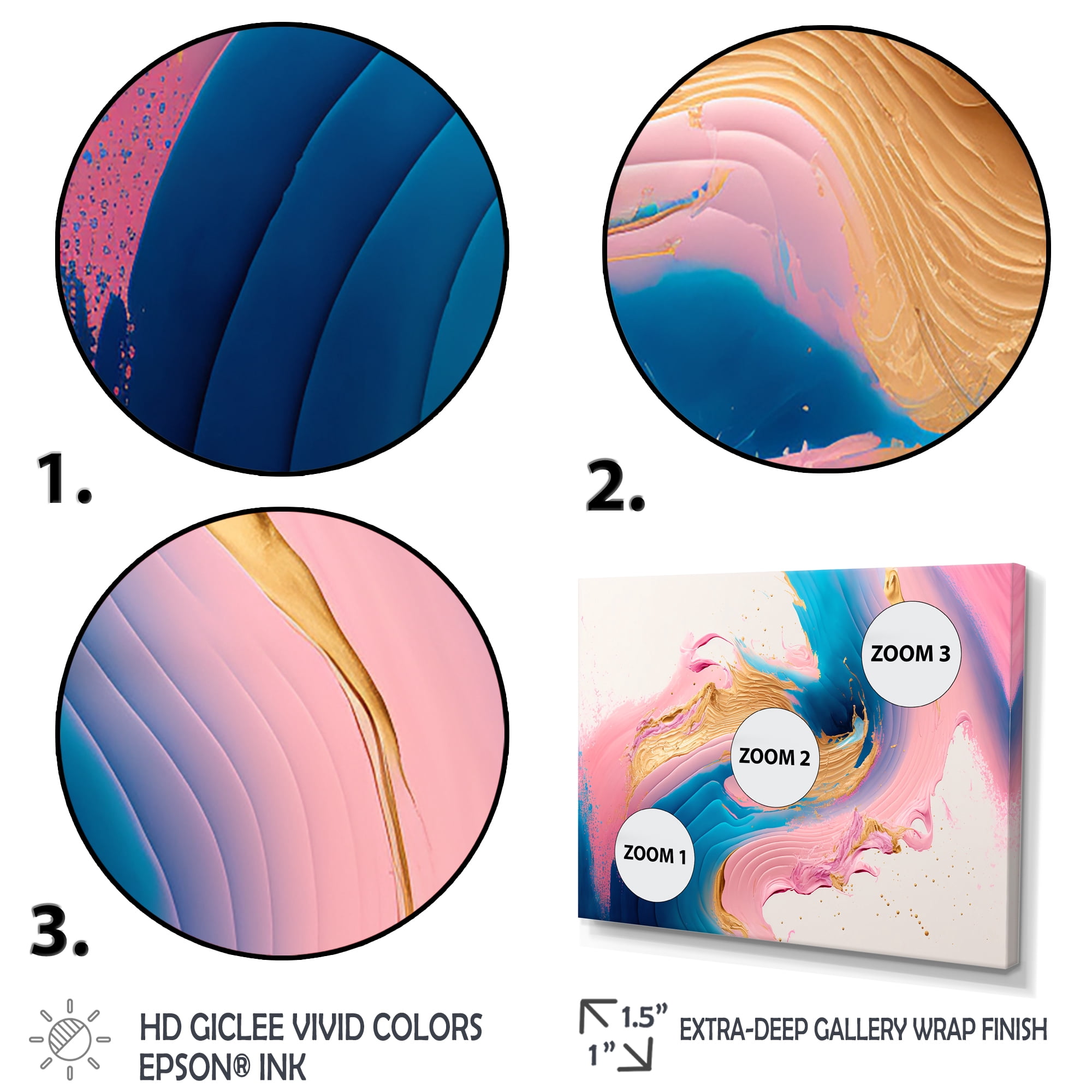 Designart Pink And Gold Waves Canvas Wall Art