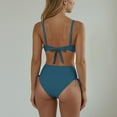 thumbnail image 5 of Swim Women's High Waist Bikini Set with Ruched Sides and Gold Hardware Accent Top - Large, Teal, 5 of 7