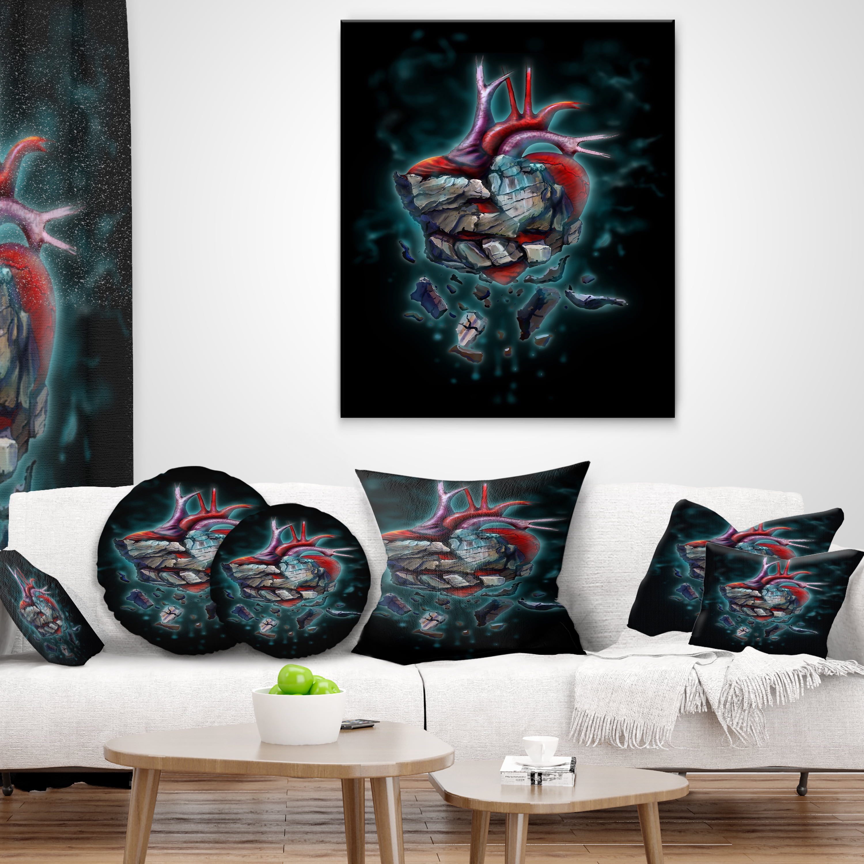 Designart Stone Heart Revival - Abstract Throw Pillow - 12x20