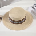 thumbnail image 4 of Sombrero de paja de 56-58cm de circunferencia para mujer, sombrero de paja de estilo retro, sombrilla de viaje para playa, sombrero protector solar, sombrero plano de ala grande, 4 of 5