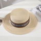 thumbnail image 4 of Sombrero de paja de estilo retro para mujer, con circunferencia de 56-58 cm, para viajes, playa, parasol, protector solar, parte superior plana, ala grande, 4 of 5