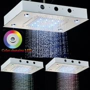 Ceiling Mounted Rainfall Waterfall Shower Head color changing led Brushed Nickel