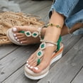 thumbnail image 2 of Dakaela Women's Wedge Sandals 2026 Open Toe Platform Espadrille Flip Flops Elastic Ankle Strap Casual Bohemian Beach Thong Walking Shoes Size 6-10 Dark Green, 2 of 7