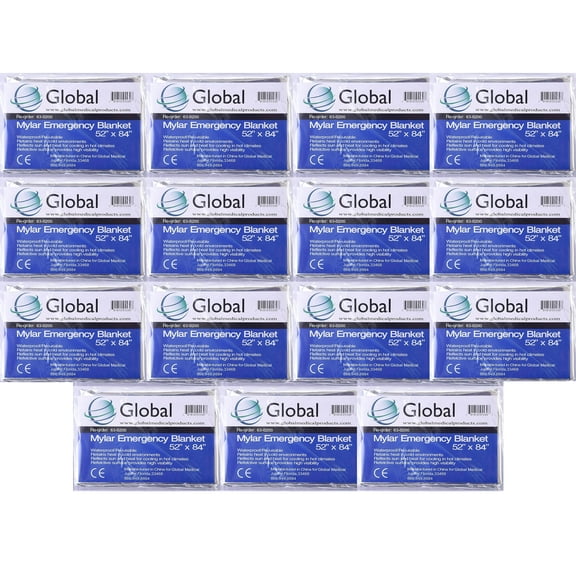 Emergency Mylar Thermal Blankets - Space Blanket Survival Kit Camping Blanket (15-Pack). Perfect for Outdoors, Hiking, Survival, Bug Out Bag，Marathons, or First Aid