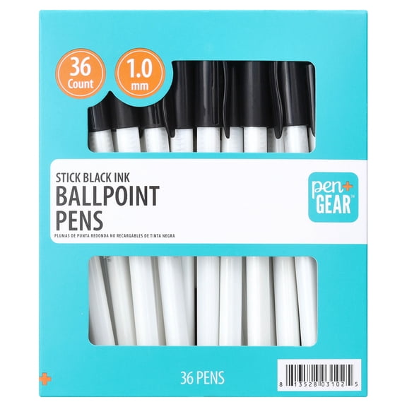 Pen+Gear Stick Ballpoint Pens, Black Ink, 1.0 mm, 36 Count
