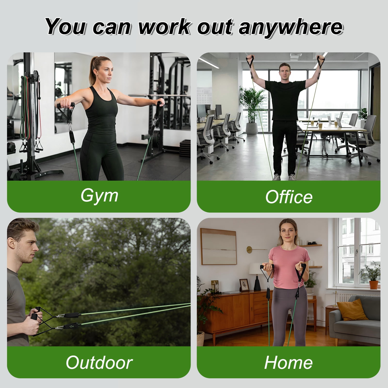 Gaderth 5 Pcs Exercise Resistance Bands with Handles Physical Resistance Tube Workout Bands, Adjustable Resistance Bands, TPE Material for Muscle Toning Strength Training