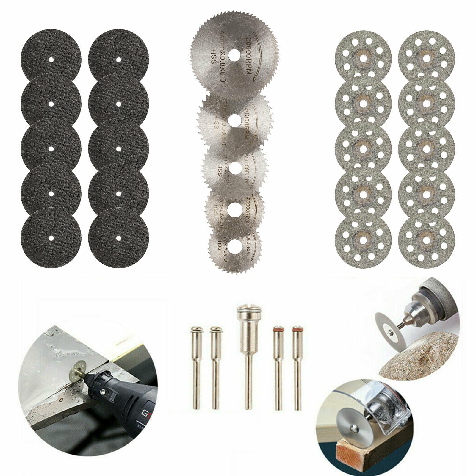 30Pcs Cutting-Wheel-Set for Mini Drill Dremel Rotary Tool Accessories w/ Mandrel 