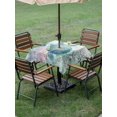 thumbnail image 4 of Outdoor Tablecloth with Umbrella Hole for Patio/Picnic/Party/Camping, Teal Sea Turtle Waterproof Table Cloth Square Cover Washable, Summer Coastal Coral Ocean Grey Wooden (60"x 60"), 4 of 8