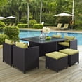 thumbnail image 1 of Modway Inverse 9 Piece Patio Dining Set in Espresso and Peridot, 1 of 5