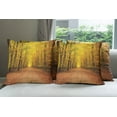 thumbnail image 6 of Ambesonne Fall Throw Pillow Cover 4 Pack, Seasonal Scenic Park, 18", Pale Green Orange Brown, 6 of 7