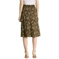 thumbnail image 3 of INSPIRE CHIC Women's High Waisted Split Hem A-Line Floral Skirt M Brown, 3 of 6