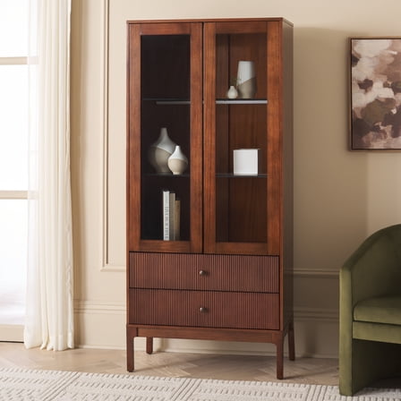 SEI Clairville Curio Cabinet (31" x 16" x 70"), Walnut
