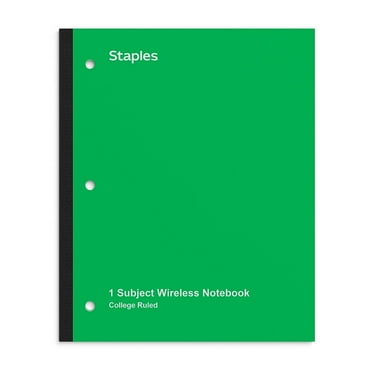 TRU RED Wireless 1-Subject Notebook 8.5" x 11" College 80 Sheets Green TR58380M