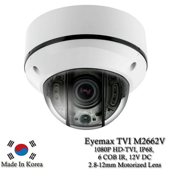 Eyemax Storm Series TVI-M2662V 1080P HD-TVI Vandal DOME IR Camera 2.8-12mm 12V DC Motorized ( Made In Korea )