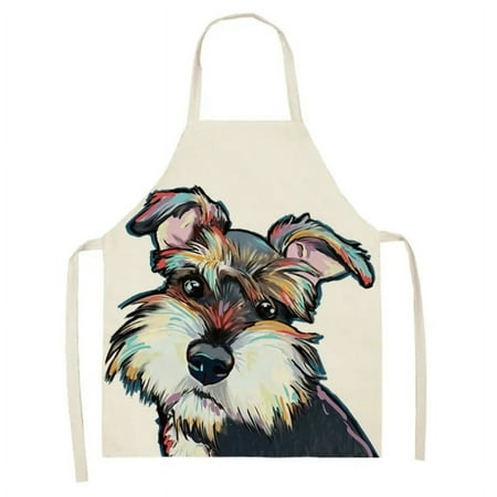 

Men Women Dog Printed Cotton Linen Sleeveless Kitchen Home Hogar Aprons Pinafore Home Cleaning Tools 68x55cm/47x38cm Delantal