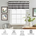 thumbnail image 4 of Rod Pocket Window Valances Minimalistic Black White Short Kitchen Curtains Chic Stripes Window Treatment Drapes for Bedroom Bathroom Living Room 56x16In,1 Panel, 4 of 9
