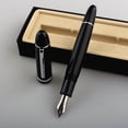 thumbnail image 3 of Screw Style Black Fountain Pen Black With Silver Clip Fine Nib Acrylic Screw Cap Accessory, 3 of 12