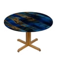 thumbnail image 3 of PIKWEEK Waterproof Gold and Blue Abstract Art Round Tablecloth White, 3 of 8