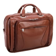 McKlein IRVING PARK, Double Compartment Laptop Briefcase, Pebble Grain Calfskin Leather, Brown (15574)