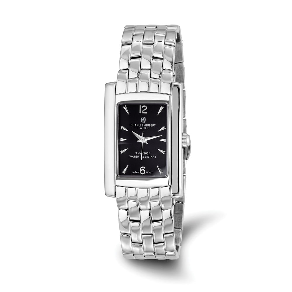 Ladies Rectangular Crystal Black Dial Watch by Charles  display picture 1