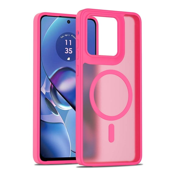 for Moto G Stylus 5G (2025) Case: Magnetic Translucent Matte Shockproof Slim Compatible with MagSafe - Military Grade Drop Proof Hard Back Anti-Fingerprint Protective Cell Phone Cover,Rose