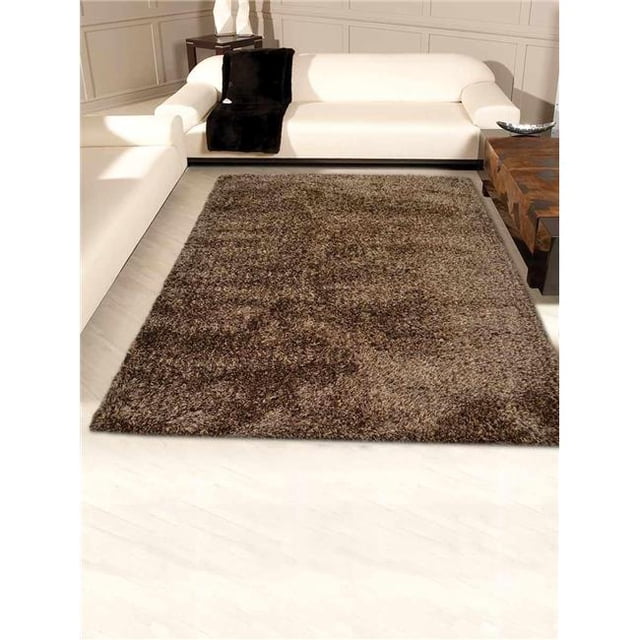 8 x 10 ft. Hand Tufted Polyester Contemporary Shag Area Rug, Beige & Brown