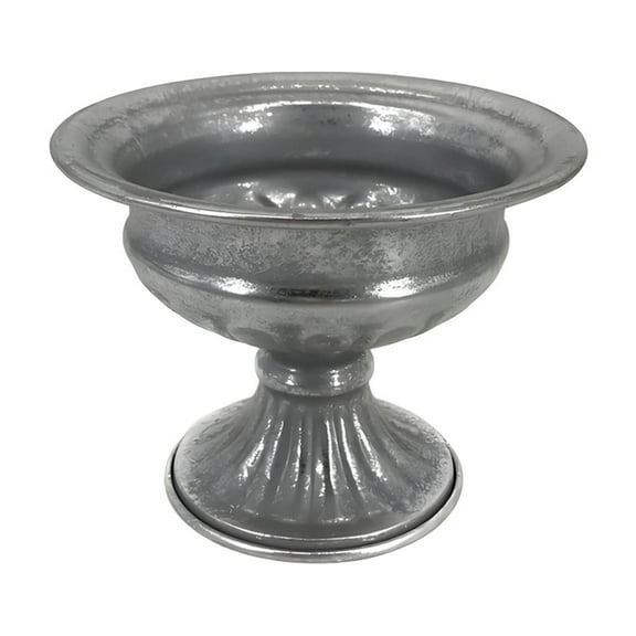 Distressed Silver Vases for Centerpieces, 1Pcs Small Vases for Flowers - Metal Pedestal Bowl Decor for Wedding Table Home (Silver)