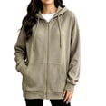 thumbnail image 2 of ClodeEU Women's Long Sleeve Zip Up Drawstring Hoodie Jacket,Casual Loose Sweatshirt Coat with Pocket ,Women's Plus L, 2 of 9