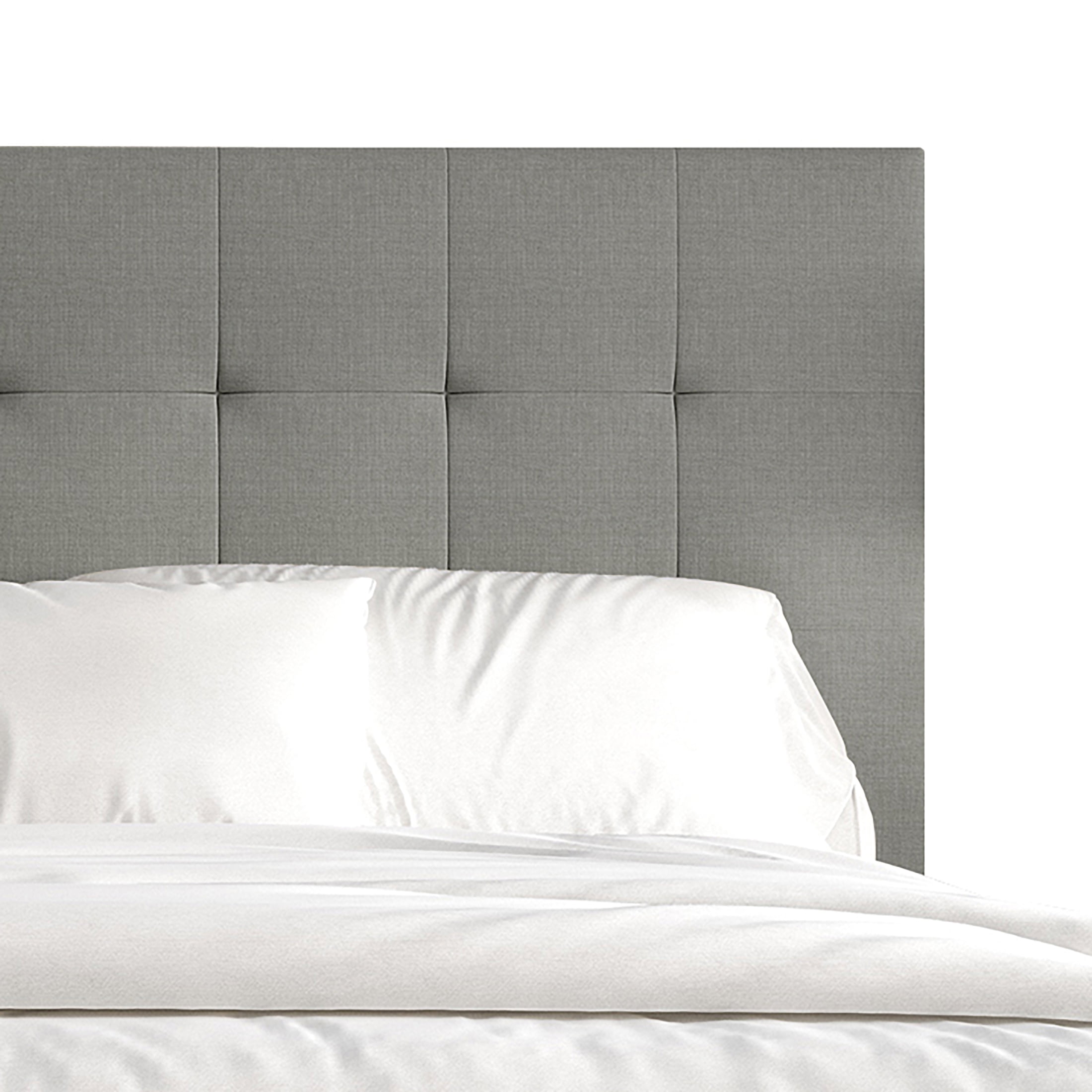 Castle Place Classic Linen Upholstered Full Platform Bed, Light Grey