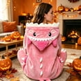 thumbnail image 5 of BOOMNY Halloween Unisex Men Womens Flannel Onesie Pajamas Cartoon Shark Long Sleeve Hooded Pjs Jumpsuit Cozy Warm Loungewear Homewear, 5 of 6