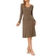 thumbnail image 2 of Vestido de punto acanalado INSPIRE CHIC para mujer, vestido de suéter midi de manga larga y cuello redondo, tamaño S, color marrón, 2 of 6